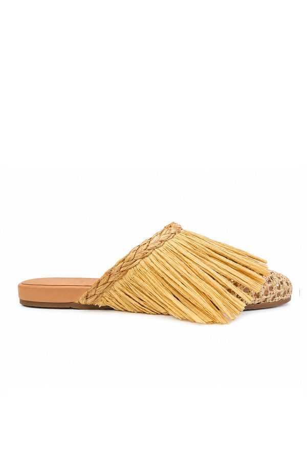 Ancient Greek Sandals Fringe Slipper Raffia Natural