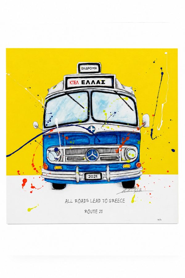Carolina Rovithi Route Bus LImited Edition Print Numbered On Dibond 60x60