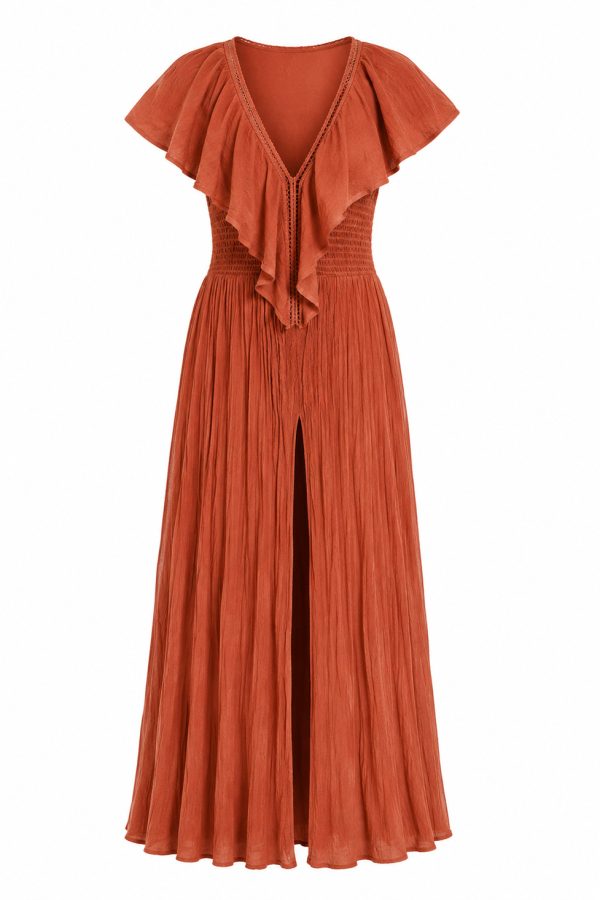 D’Artemide Serene Long Dress Terracotta