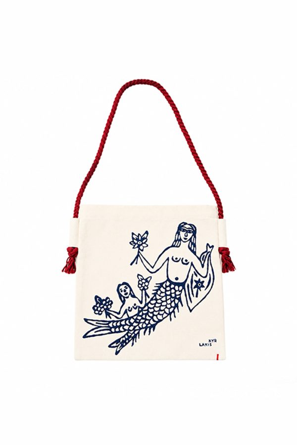 Kyr Lakis Tagari Small Tagari Bag In Crene With Blue Mermaid Red Rope