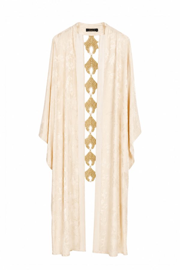 SADH Sneha Kimono Sqare Sleeves Peackcock Crochet Back Detail Off White