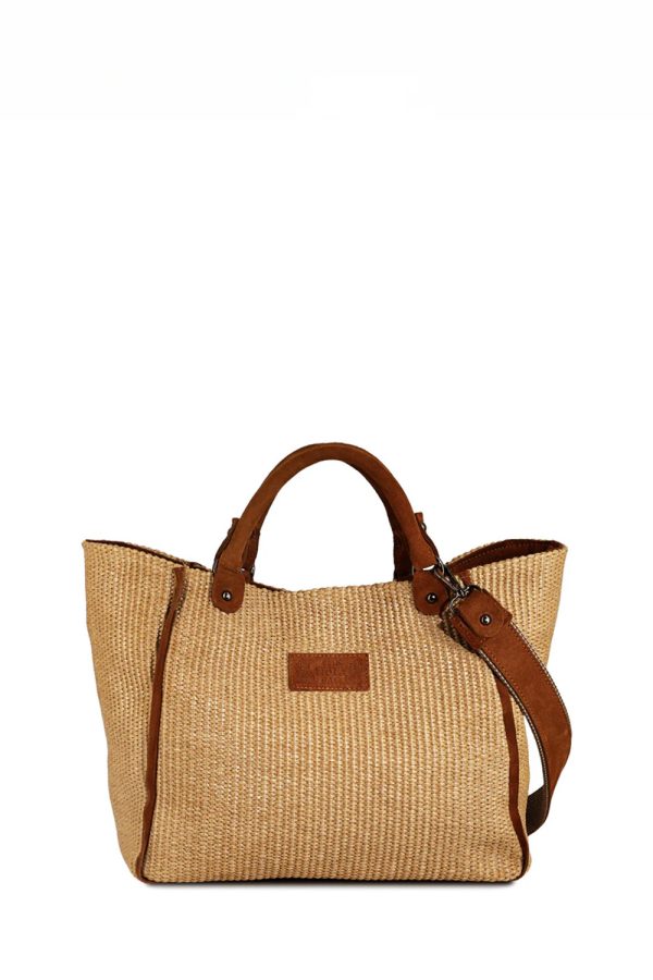 The Holy Bag Kirke Small Tote Bag in Straw & Suede Brown