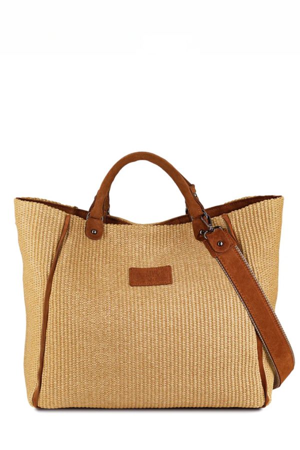 The Holy Bag Kirke Tote Bag in Straw & Suede Brown