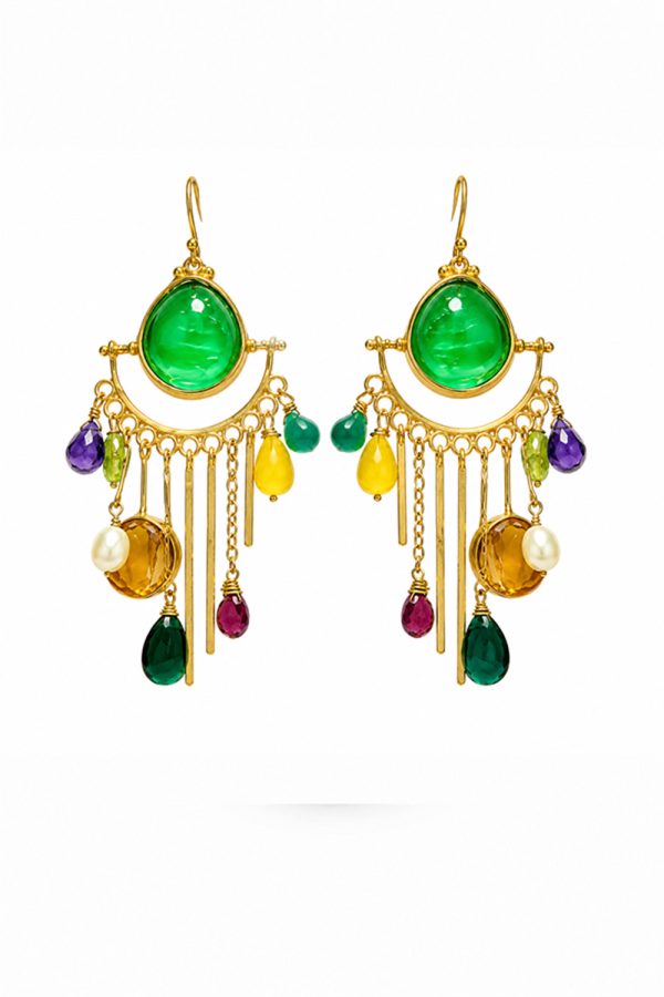 Tonia Makri Earrings Venetian Glass Multi-Gemstone