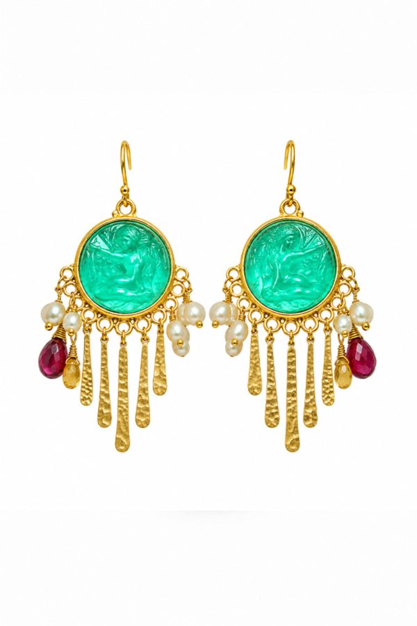 Tonia Makri Earrings Venetian Glass Pearl Garnet