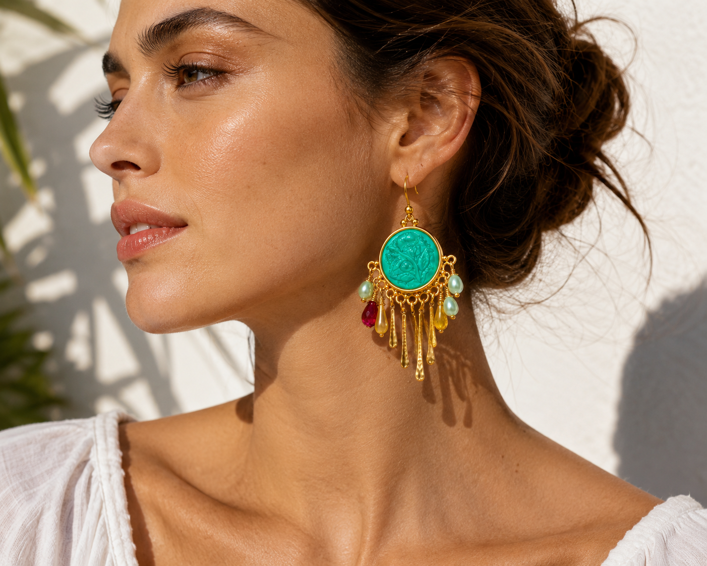 Tonia Makri Earrings Venetian Glass Pearl Garnet - Image 2