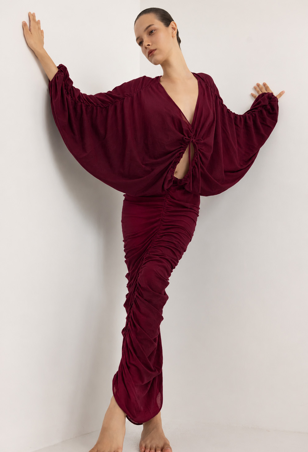 Christian Zen Aphrodite Maxi Dress Wine Berry - Image 2