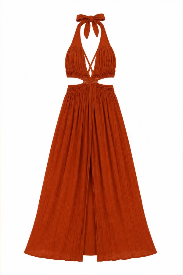D’Artemide Phryne Open Crochet Dress Terracotta