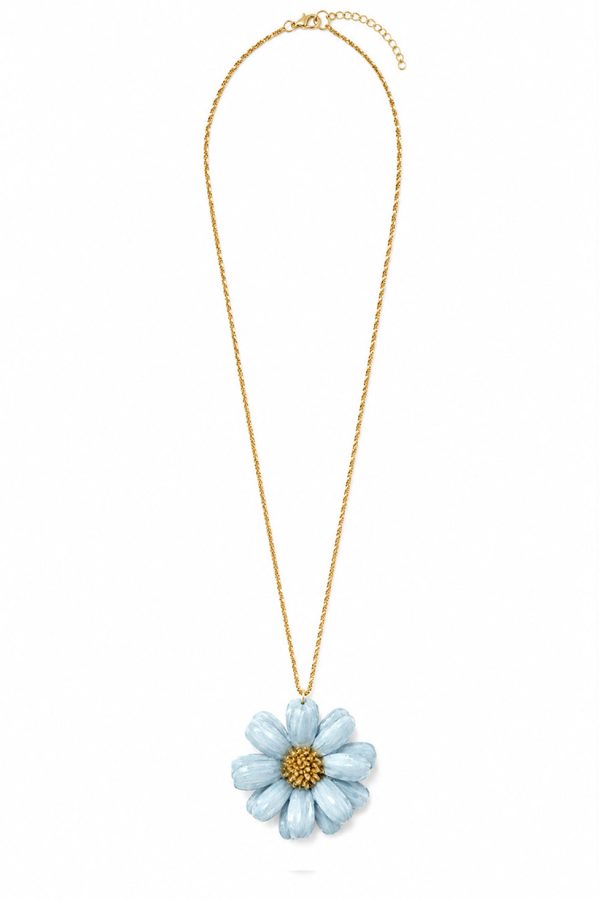 Ifigenia Loukou Necklace with Natural Flower & Steel Gold Chain Ciel