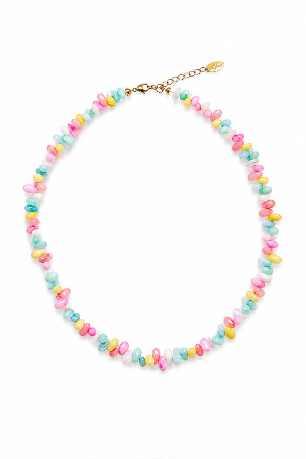 Ifigenia Loukou Pastel Felt Necklace in Light Blue, Pink & Yellow