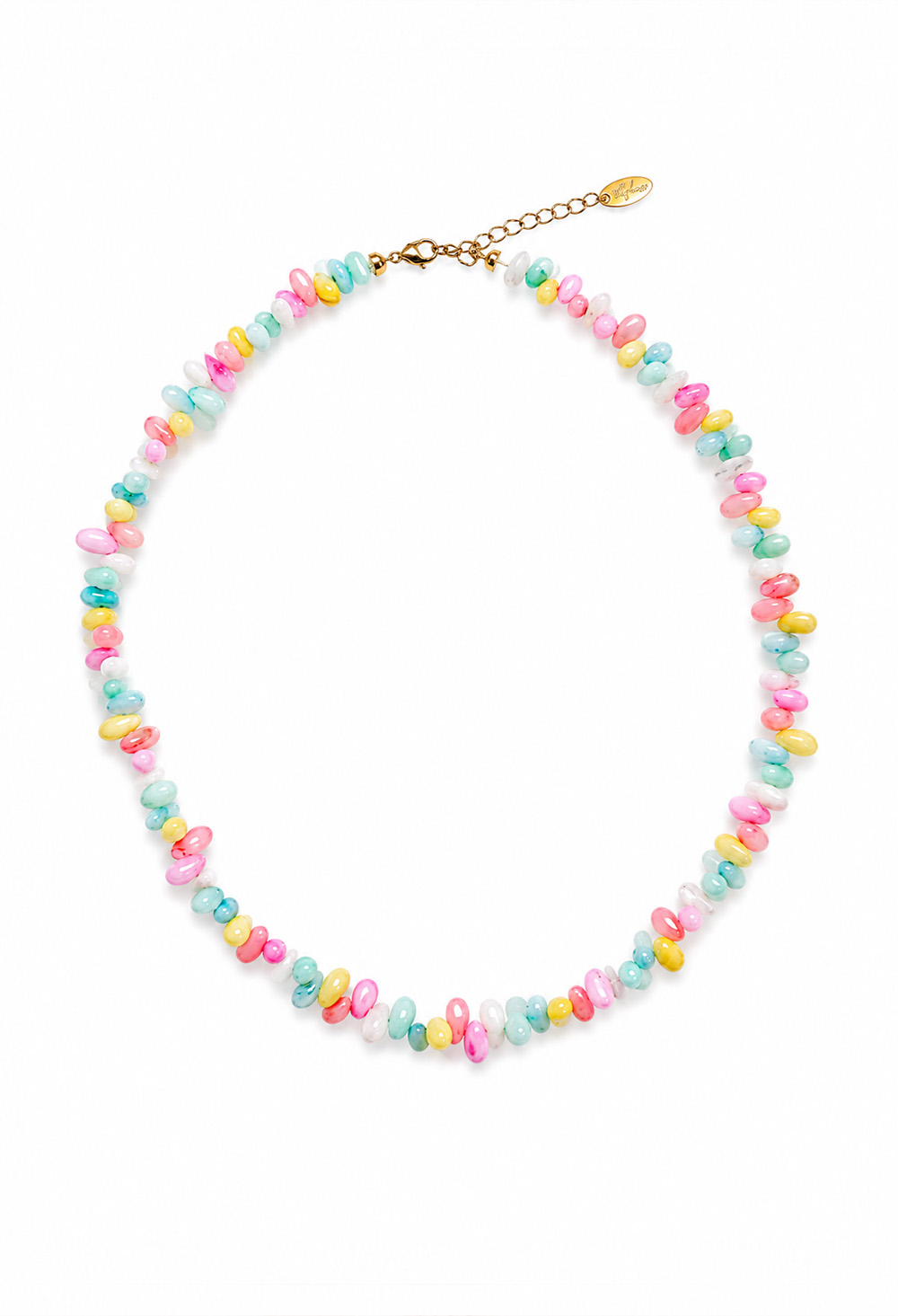 Ifigenia Loukou Pastel Felt Necklace in Light Blue, Pink & Yellow