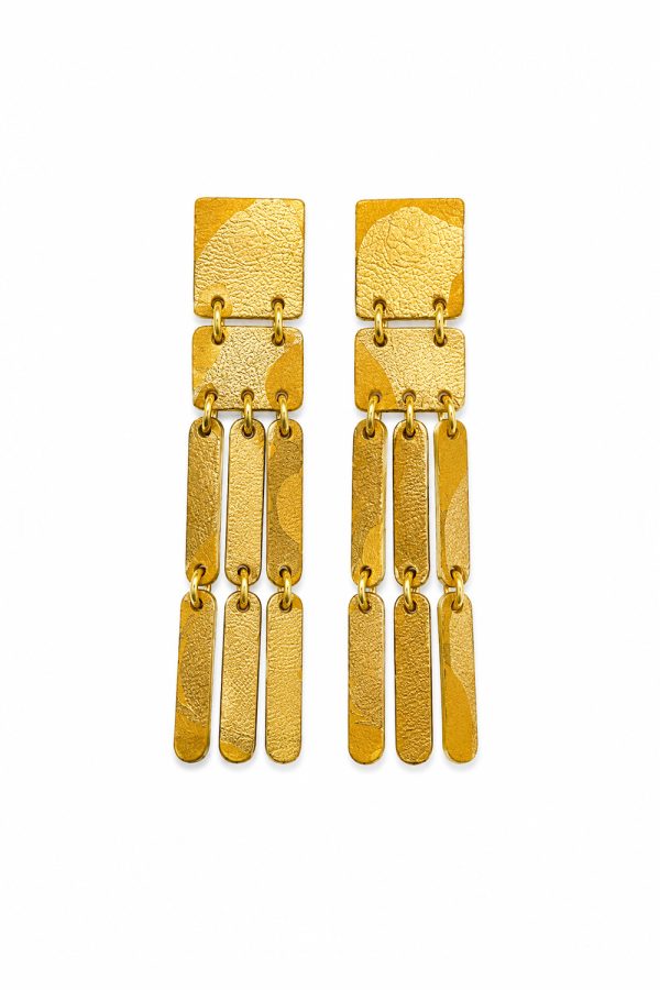 Leather Trinkets Cascade Earrings Yellow
