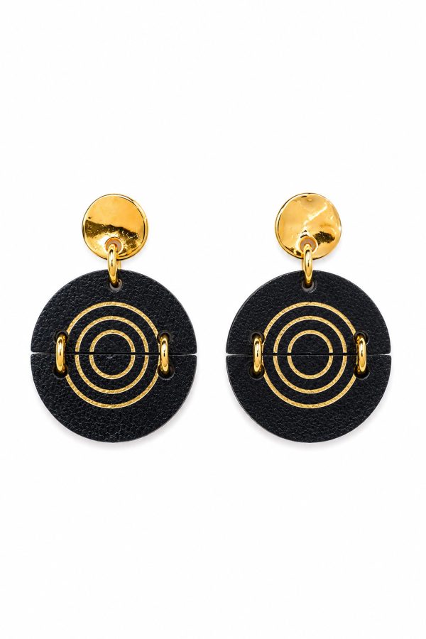 Leather Trinkets Earrings Target Half Earrings Black