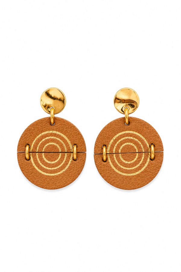 Leather Trinkets Earrings Target Half Earrings Brown