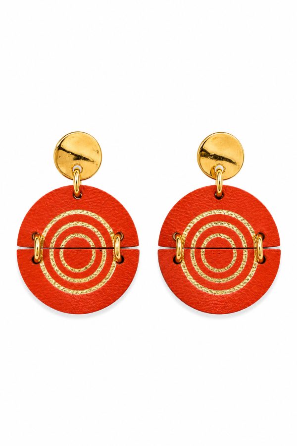 Leather Trinkets Earrings Target Half Earrings Red