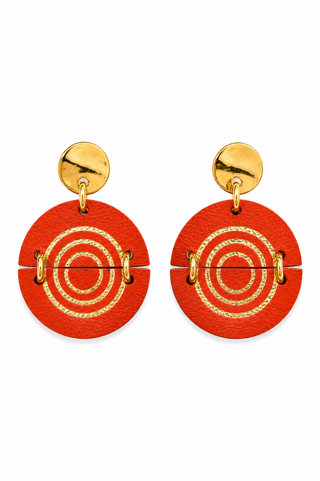 Leather Trinkets Earrings Target Half Earrings Red