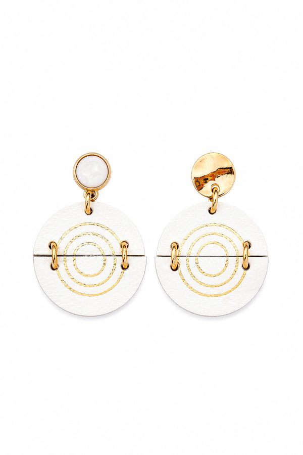 Leather Trinkets Earrings Target Half Earrings White