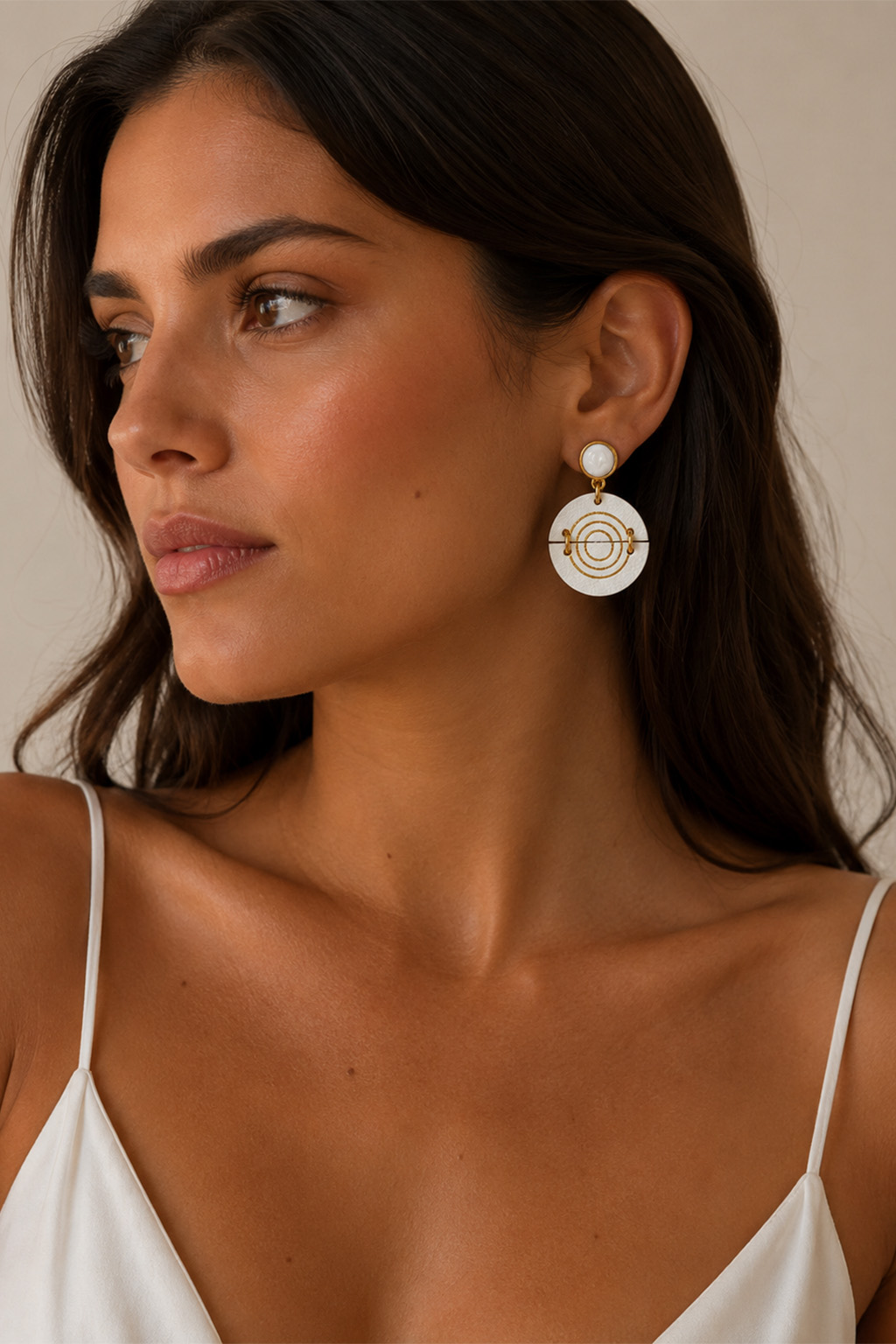 Leather Trinkets Earrings Target Half Earrings White - Image 2