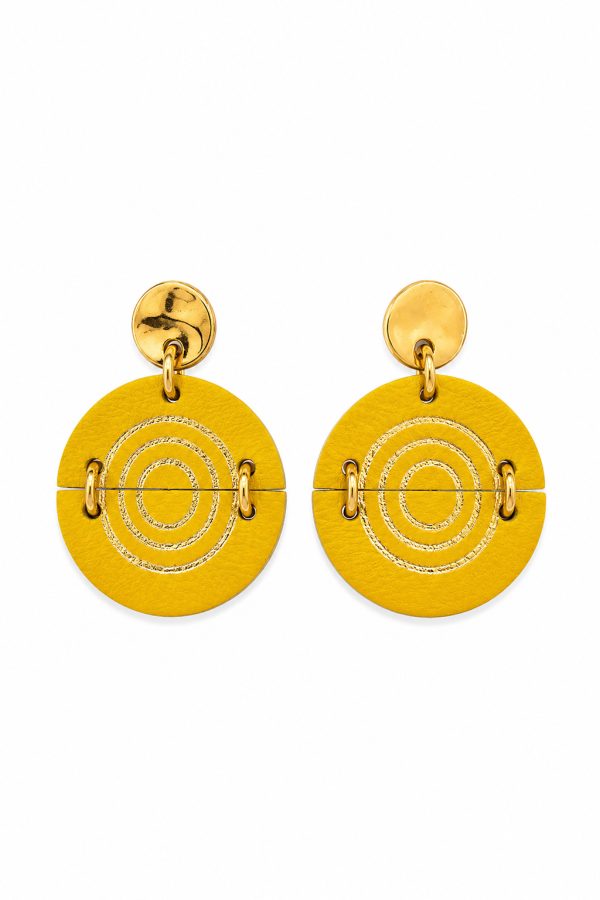 Leather Trinkets Earrings Target Half Earrings Yellow