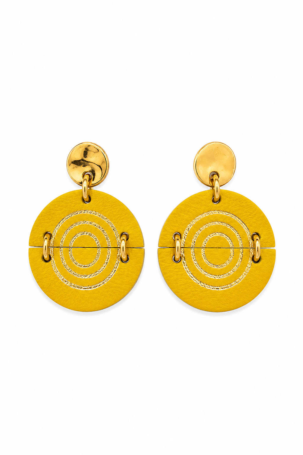 Leather Trinkets Earrings Target Half Earrings Yellow