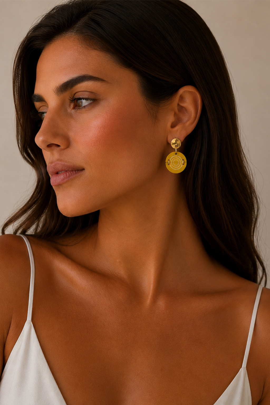 Leather Trinkets Earrings Target Half Earrings Yellow - Image 2