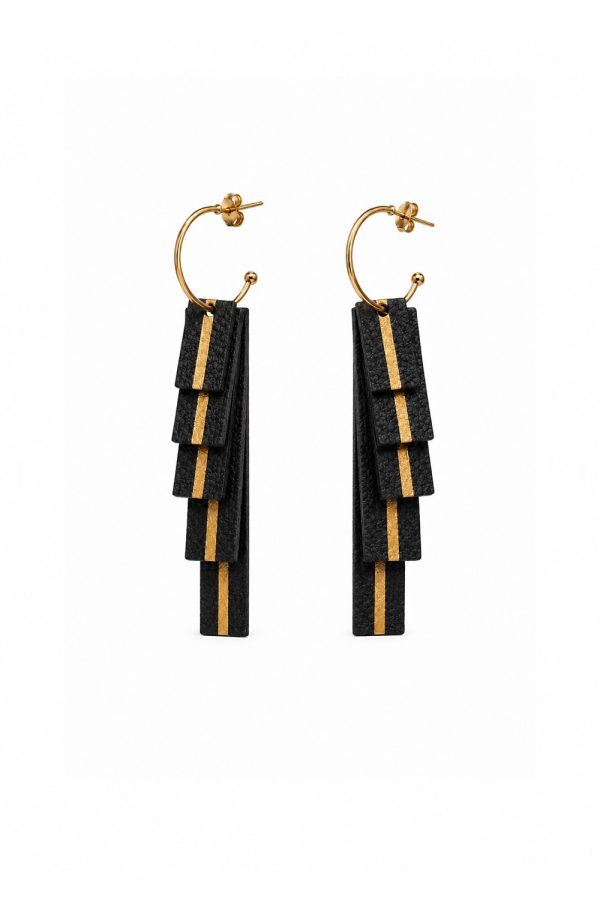 Leather Trinkets Linea Earrings Black