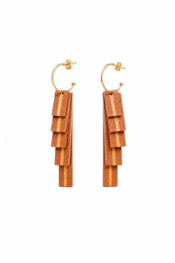 Leather Trinkets Linea Earrings Brown
