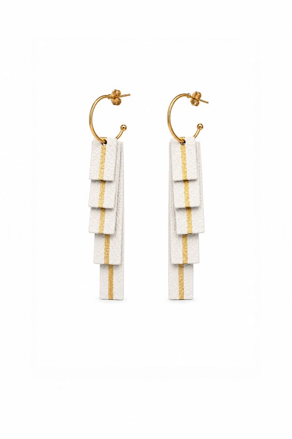 Leather Trinkets Linea Earrings White