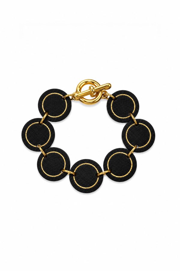Leather Trinkets Loop Leather Bracelet Black