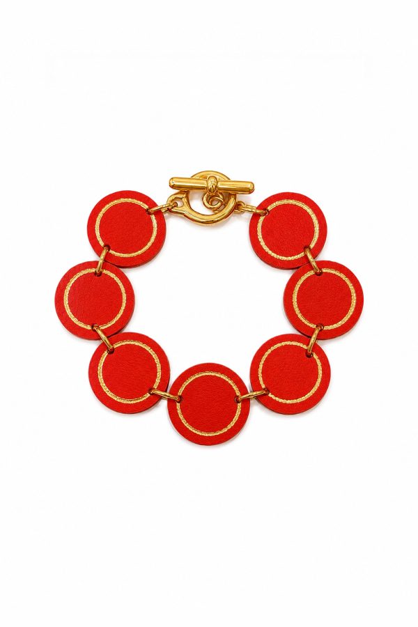 Leather Trinkets Loop Leather Bracelet Red