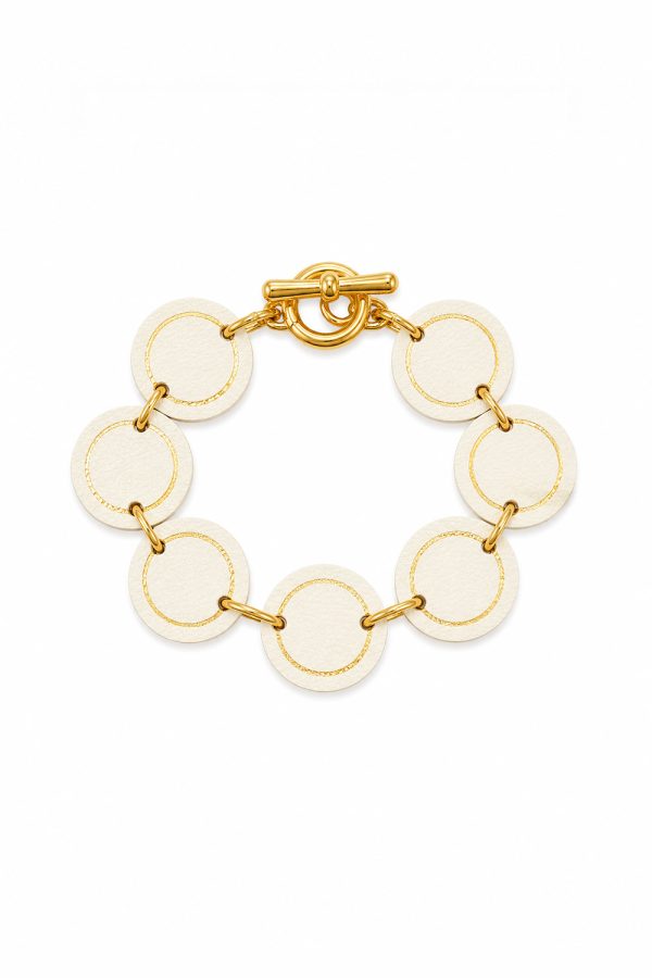 Leather Trinkets Loop Leather Bracelet White