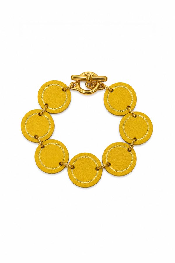 Leather Trinkets Loop Leather Bracelet Yellow