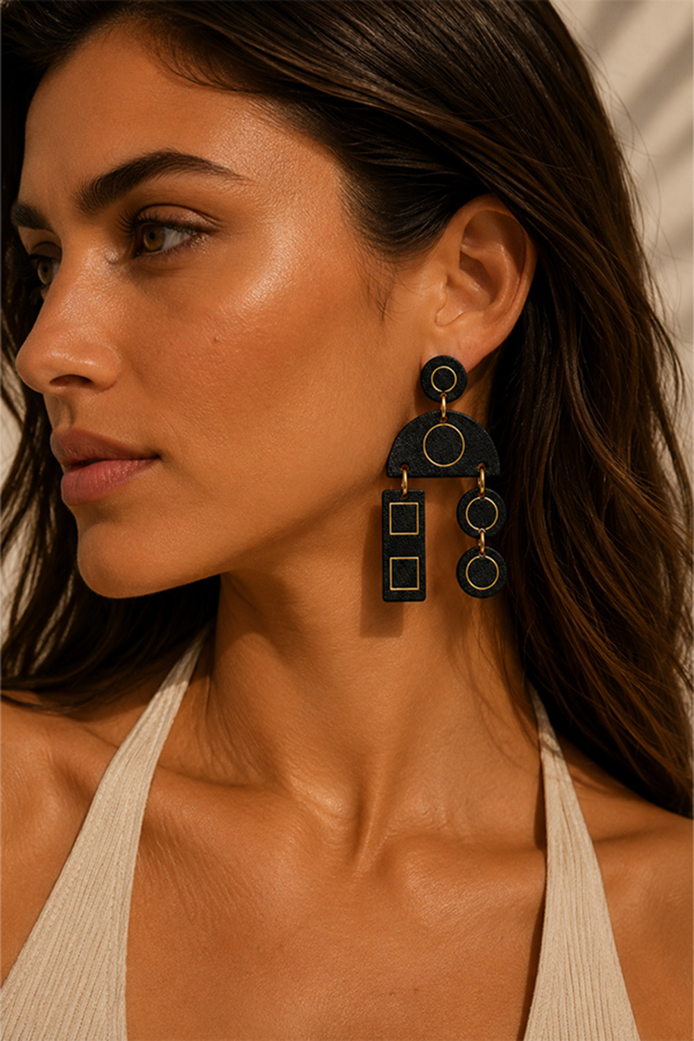 Leather Trinkets Morfi 2 Leather Earrings Black - Image 2