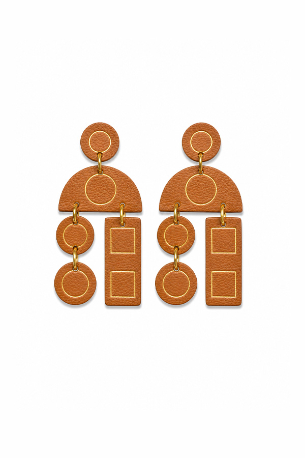 Leather Trinkets Morfi 2 Leather Earrings Brown