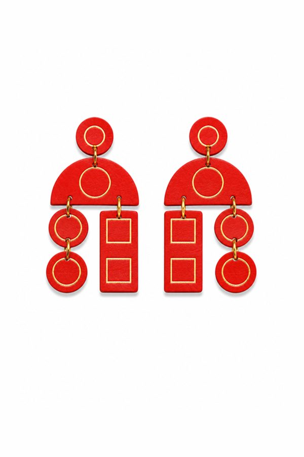 Leather Trinkets Morfi 2 Leather Earrings Red