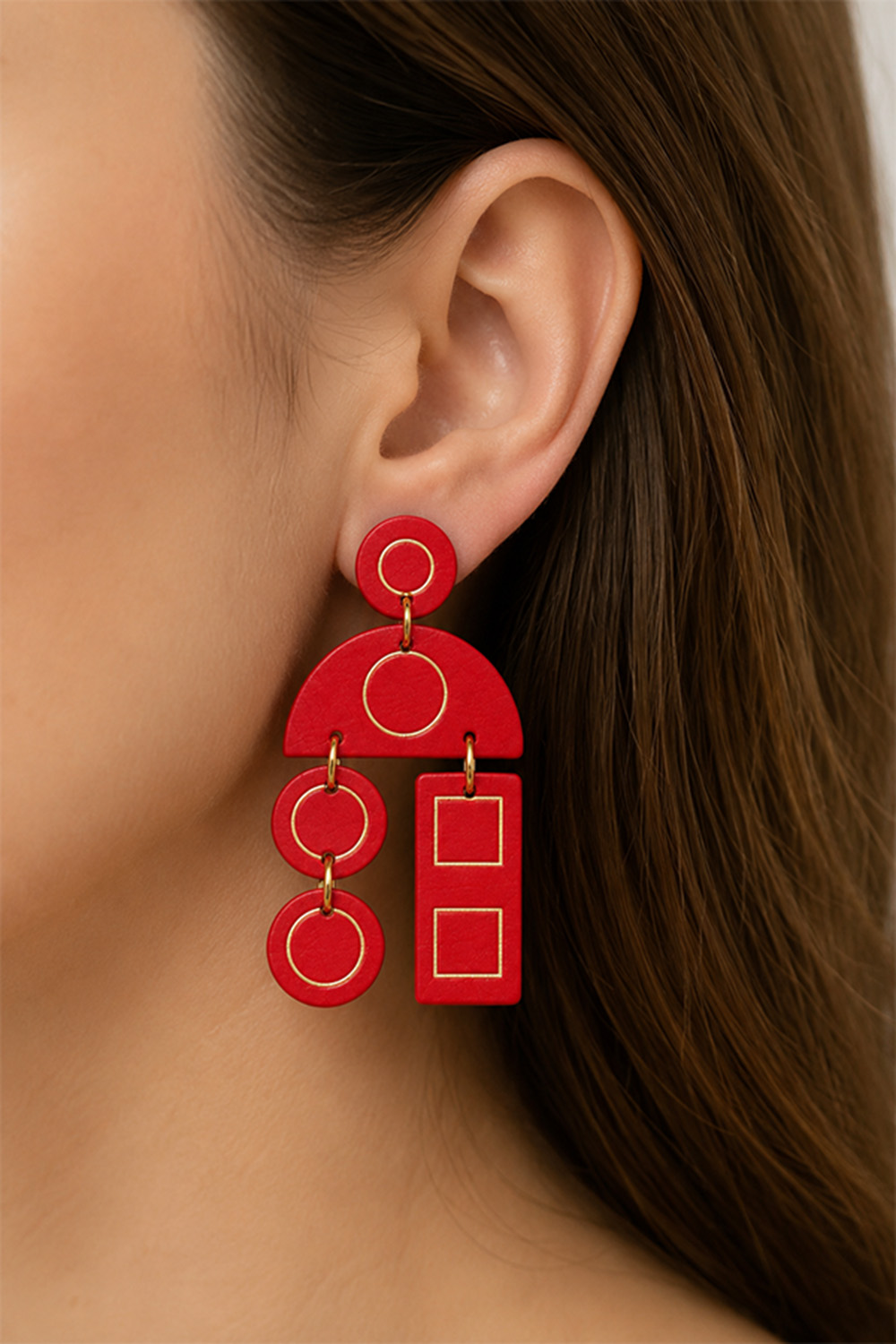Leather Trinkets Morfi 2 Leather Earrings Red - Image 2