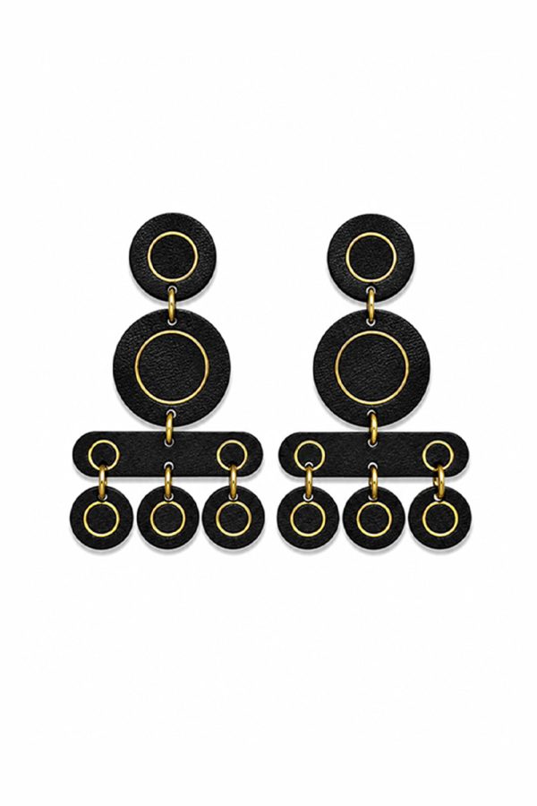 Leather Trinkets Rhythm Leather Earrings Black