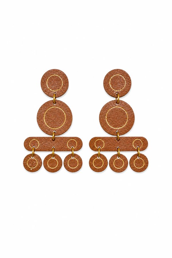 Leather Trinkets Rhythm Leather Earrings Brown