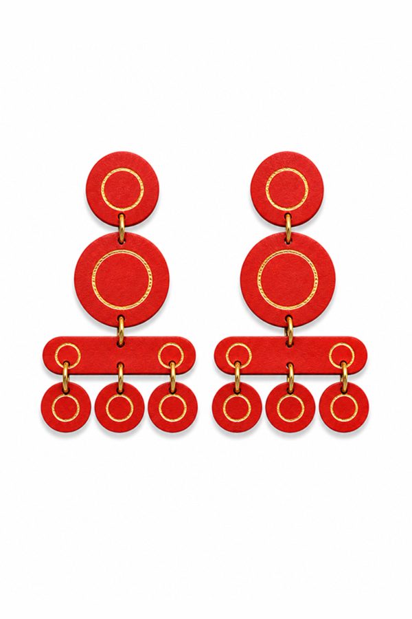 Leather Trinkets Rhythm Leather Earrings Red