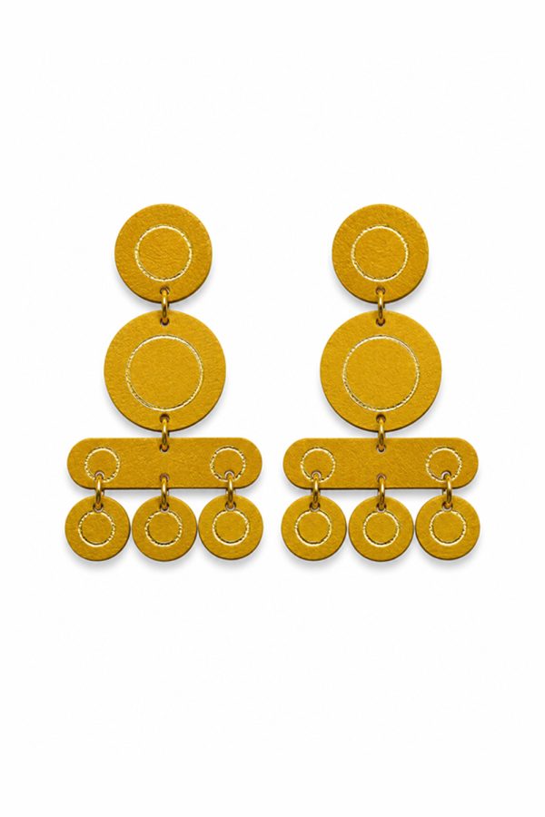 Leather Trinkets Rhythm Leather Earrings Yellow