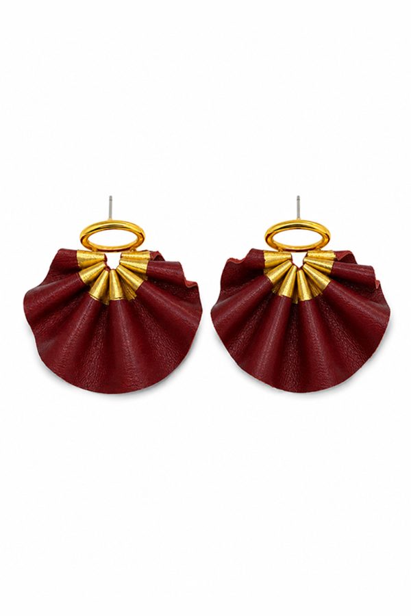 Leather Trinkets Round Melody Earrings Bordo