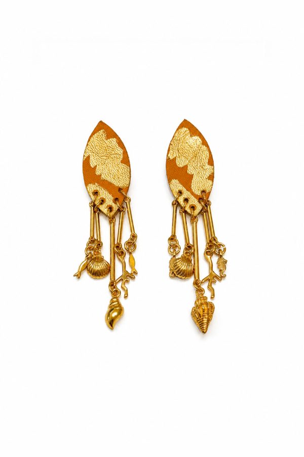 Leather Trinkets Elements Earrings Orange