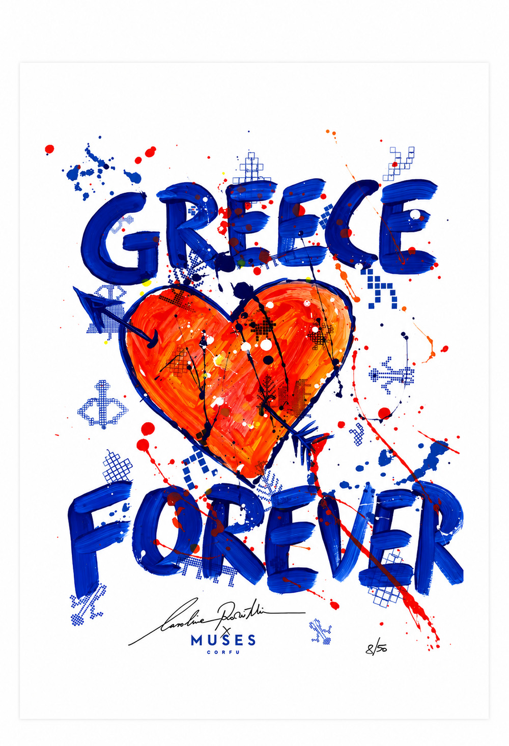Muses x Carolina Rovithi Greece for Ever Orange Heart 60x44