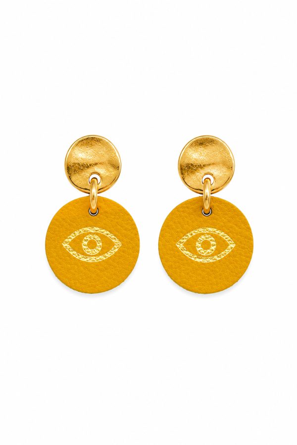 Muses x Leather Trinkets Earrings Fylakas Yellow