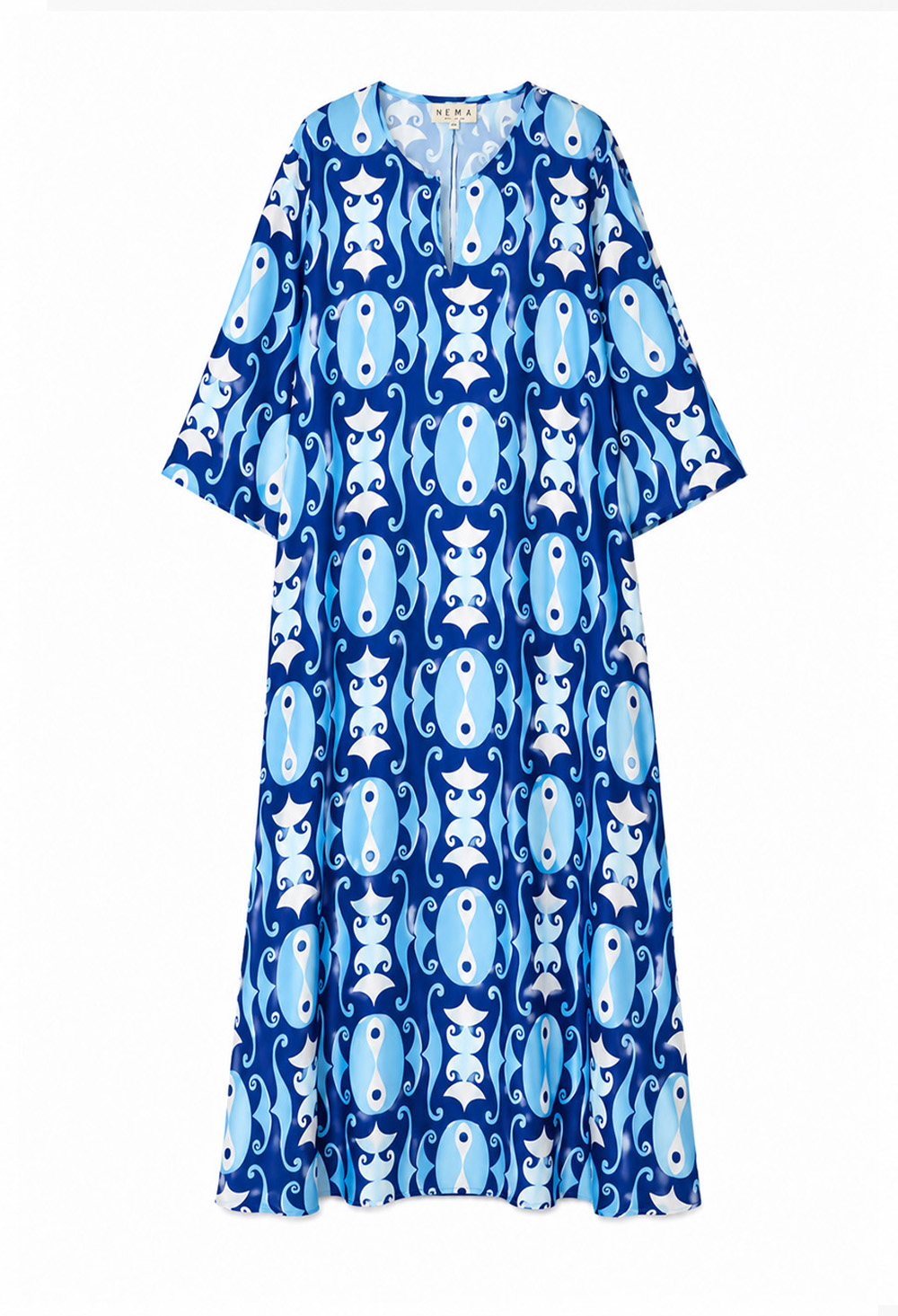 Nema Maxi Kaftan with Geometric Print Blue