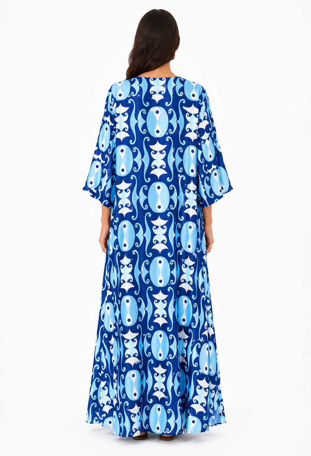 Nema Maxi Kaftan with Geometric Print Blue - Image 4