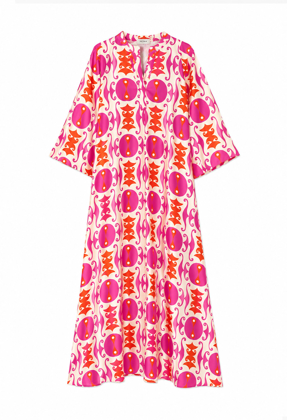 Nema Maxi Kaftan with Geometric Print Fuchsia