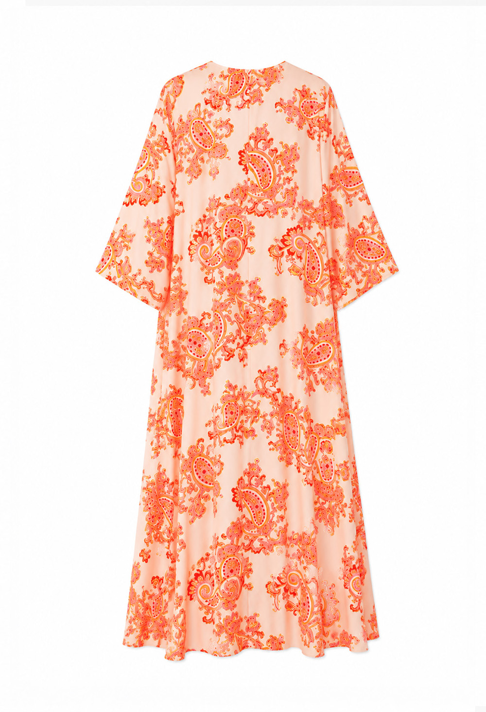 Nema Maxi Kaftan with Sleeves with Paisley Print Pink - Image 2