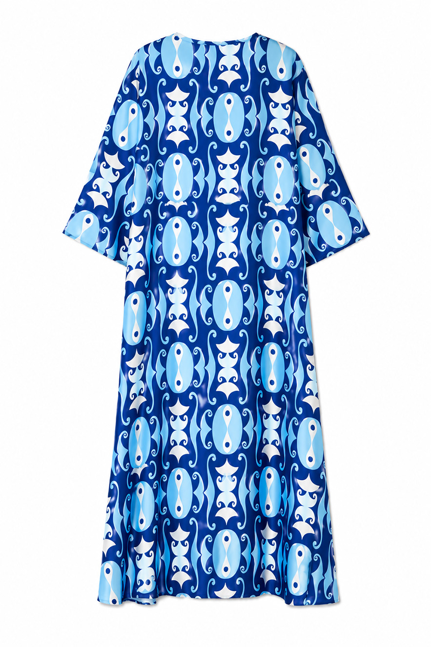 Nema Maxi Kaftan with Geometric Print Blue - Image 2
