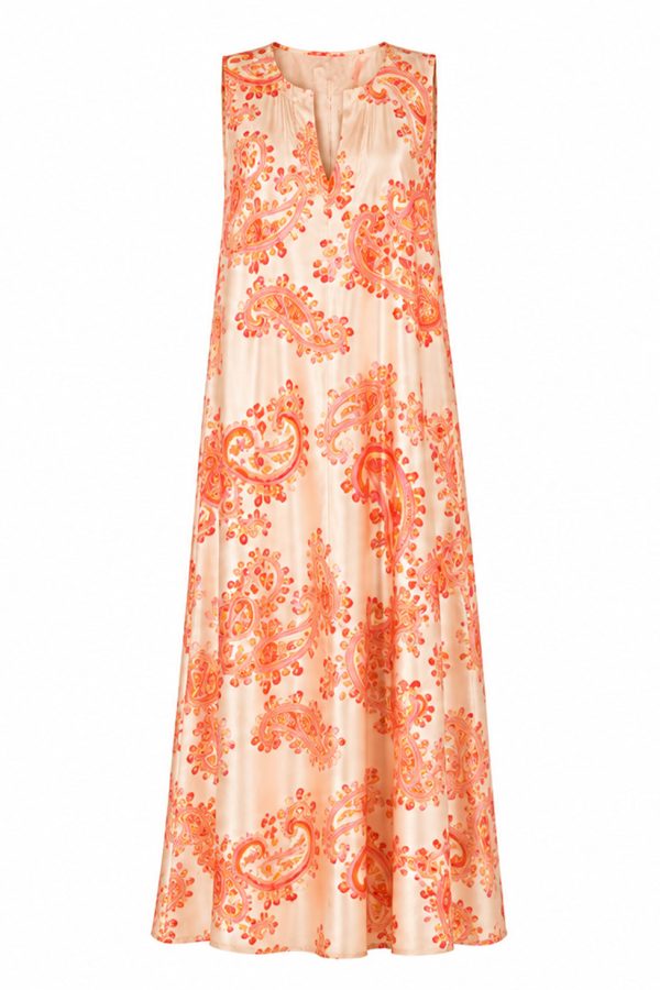 Nema Satin Maxi Dress with Paisley Print Pink